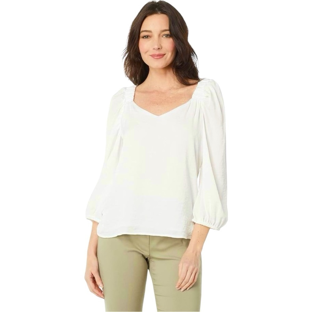 Vince Camuto White Peasant-Sleeve Blouse